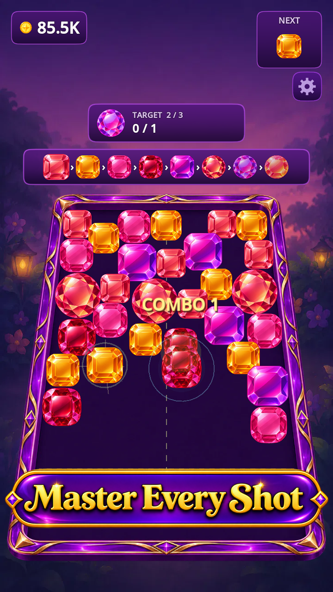 Majestic Gems colorful jewel merging gameplay
