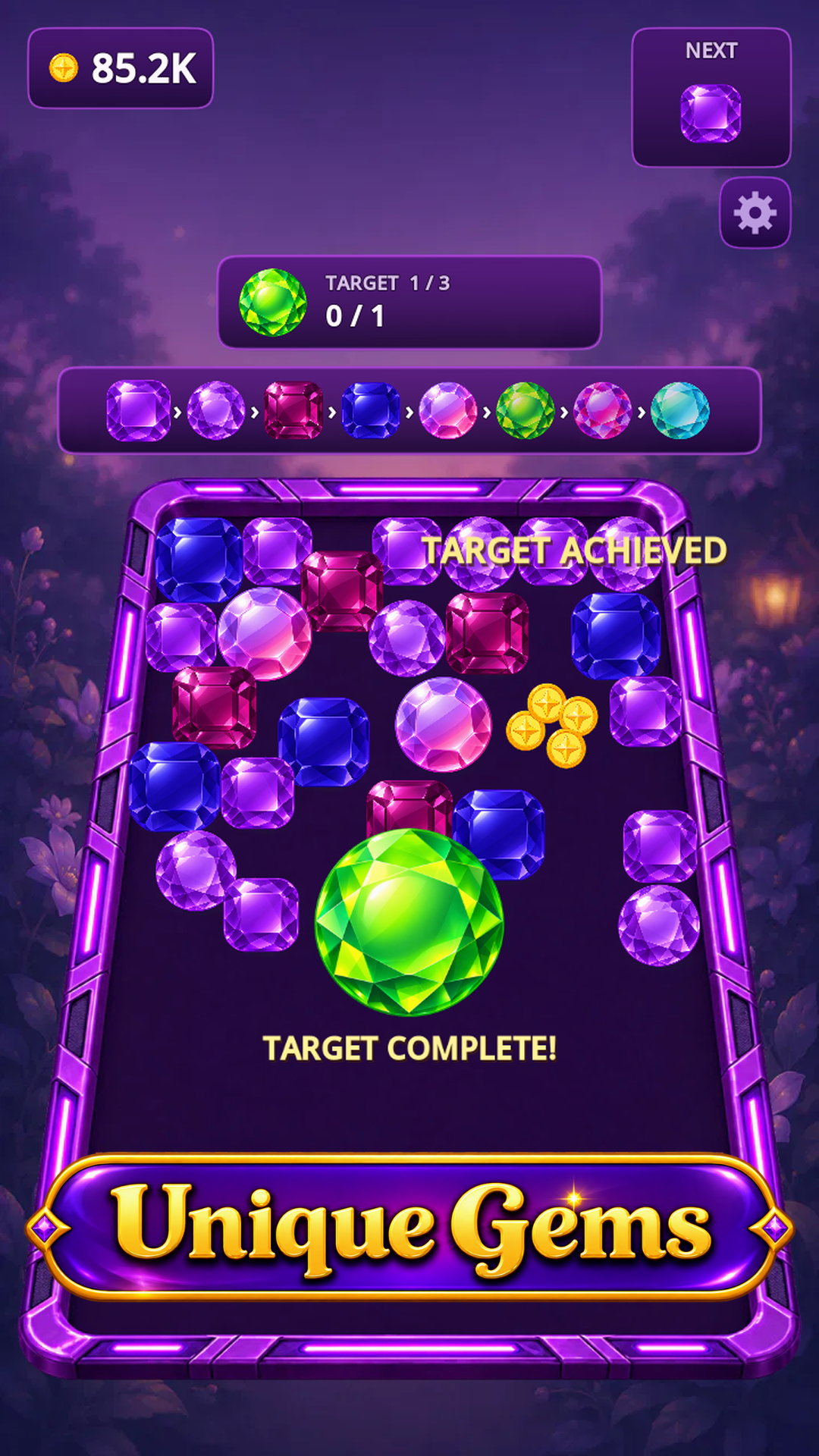Majestic Gems unique gems and completed target