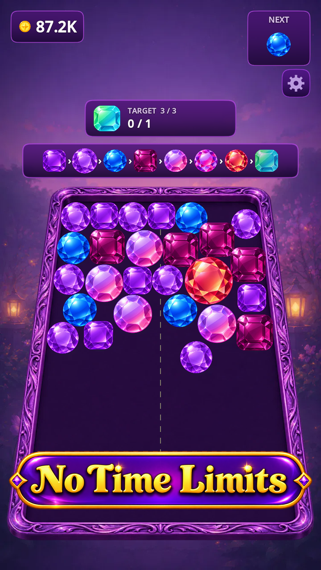 Majestic Gems target-based puzzle challenge